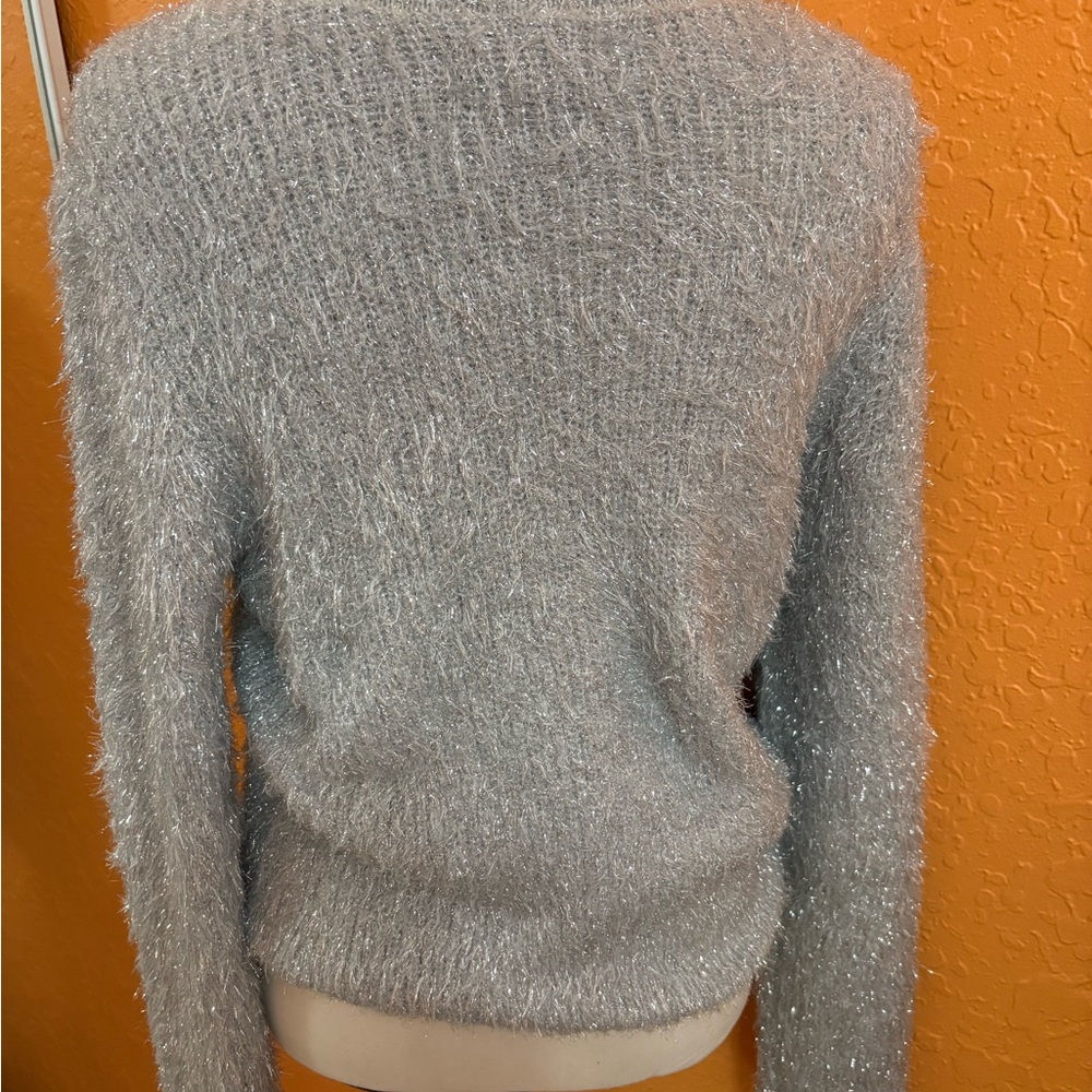 LOFT Fuzzy Silver Sweater - Picture 3 of 8